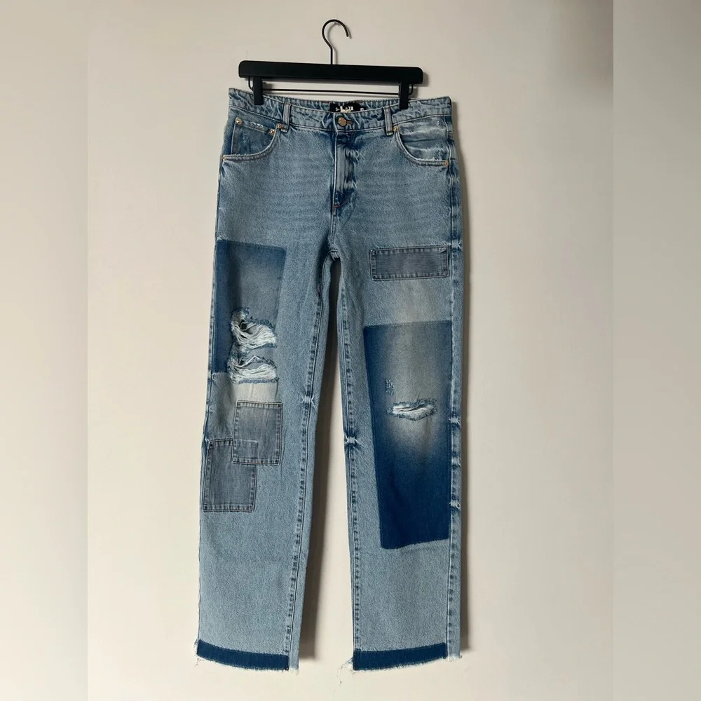 NWT SER.O.YA Heidi Straight Leg Patch Jean 29x35 in Coastline - Picture 11 of 15